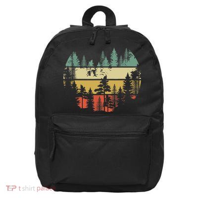 Trees Outdoors Nature Wildlife Retro Forest TShirt 16 in Basic Backpack