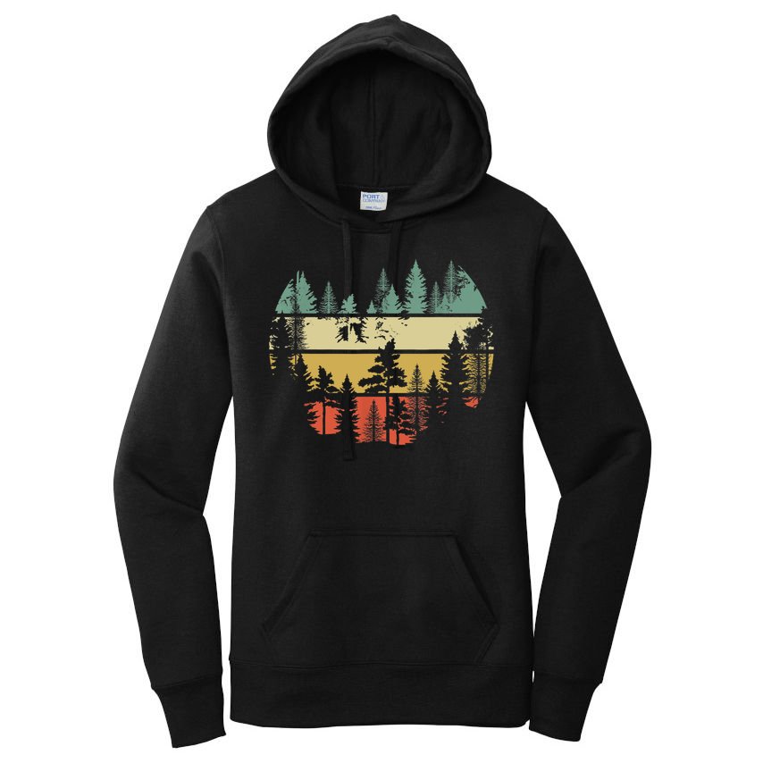 Trees Outdoors Nature Wildlife Retro Forest TShirt Women's Pullover Hoodie