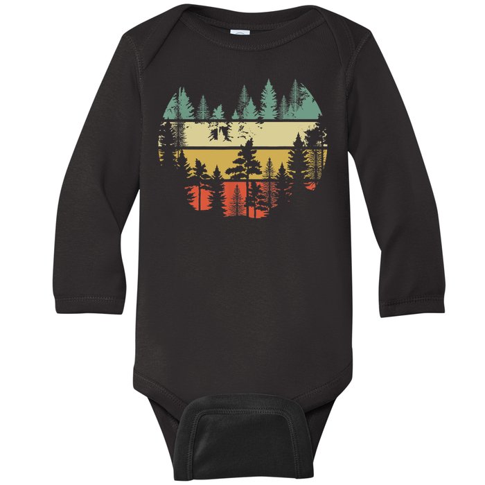 Trees Outdoors Nature Wildlife Retro Forest TShirt Baby Long Sleeve Bodysuit