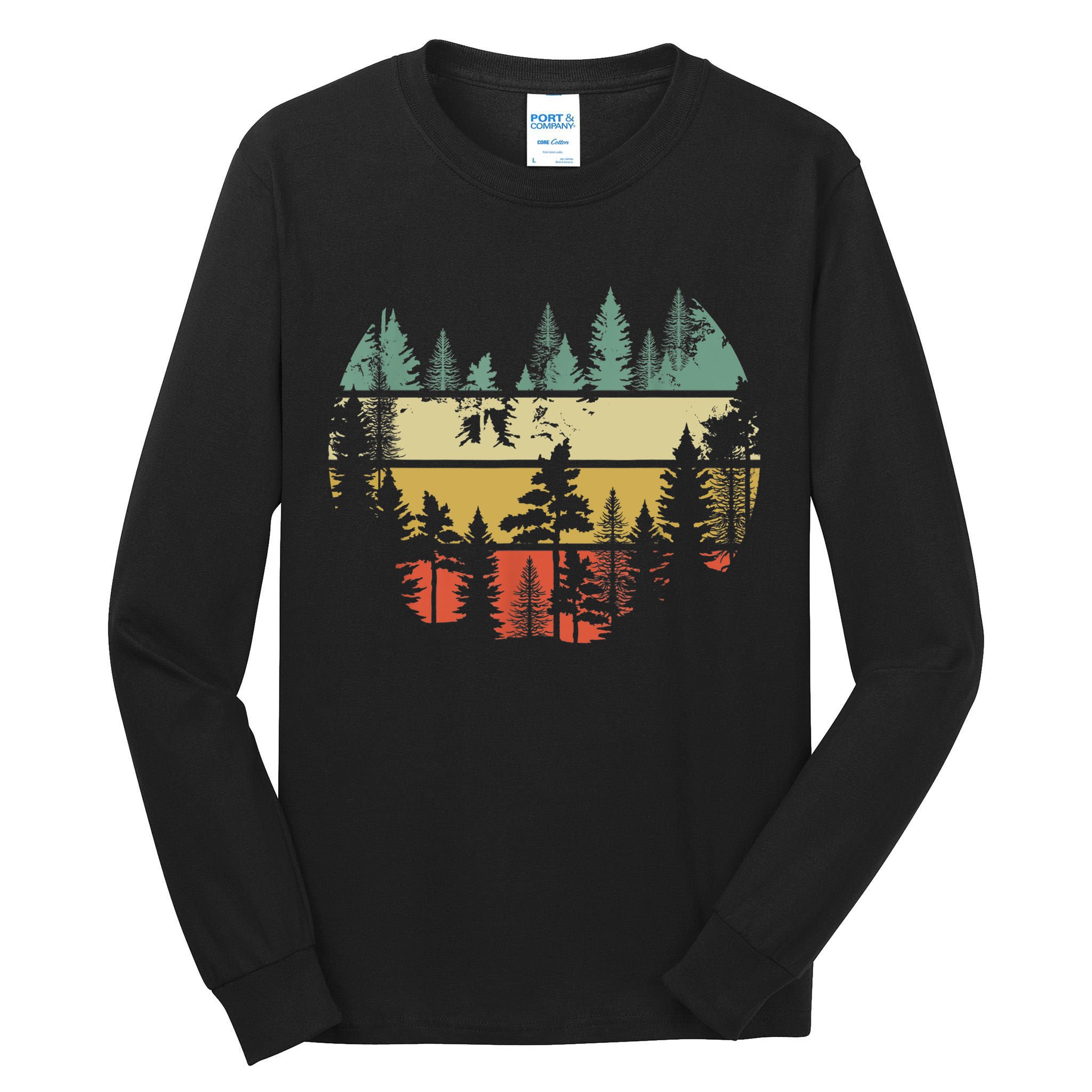 Trees Outdoors Nature Wildlife Retro Forest TShirt Tall Long Sleeve T-Shirt