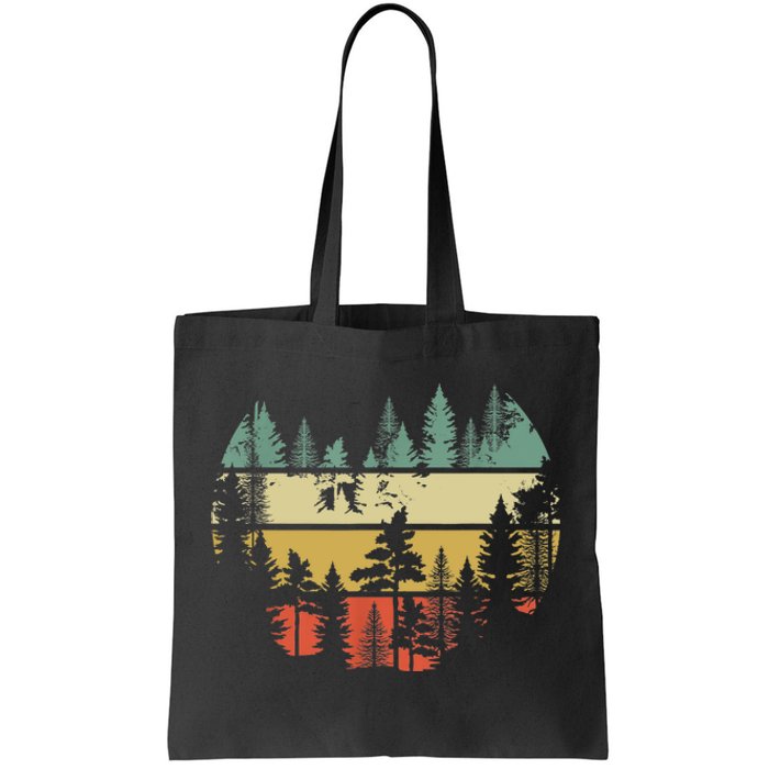 Trees Outdoors Nature Wildlife Retro Forest TShirt Tote Bag