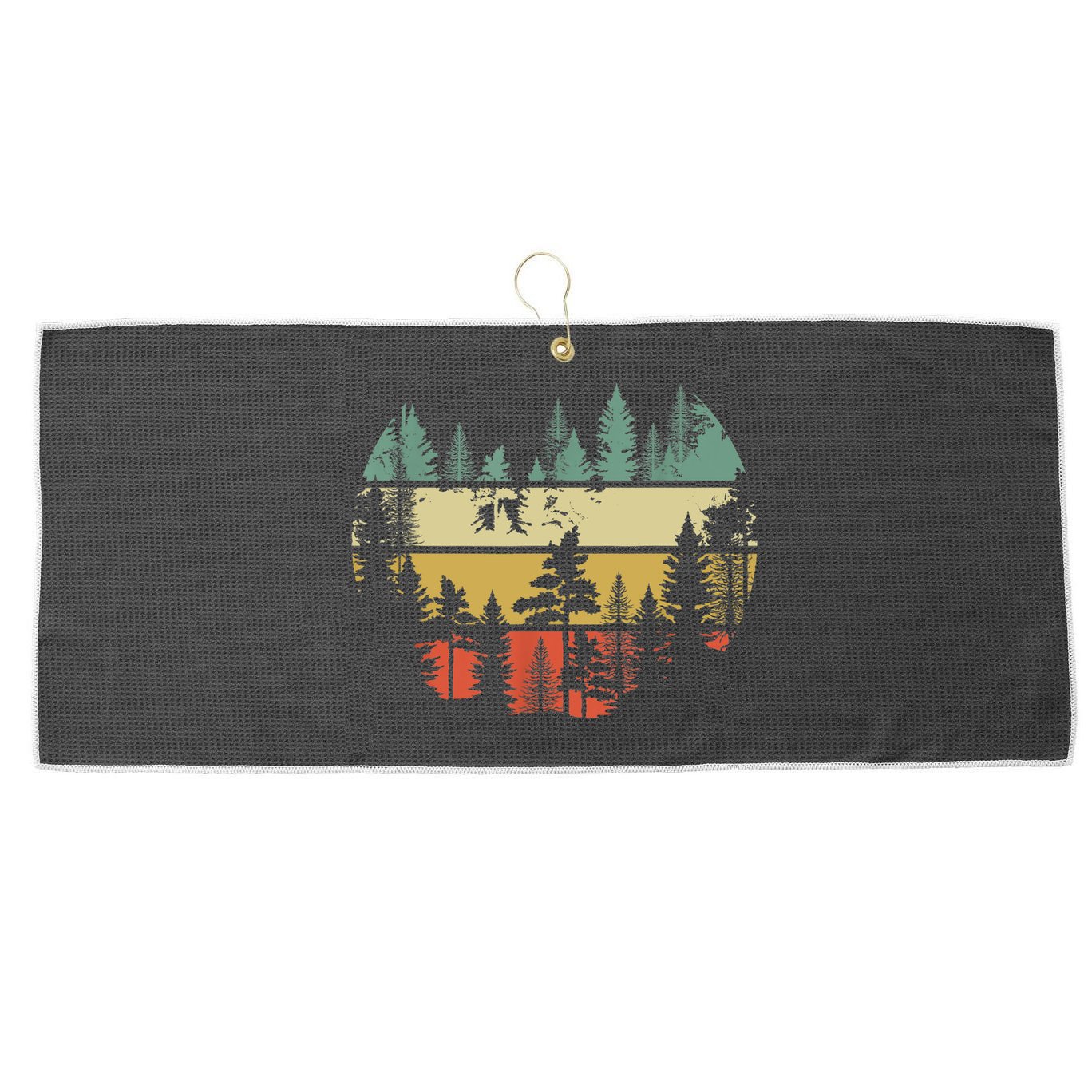 Trees Outdoors Nature Wildlife Retro Forest TShirt Large Microfiber Waffle Golf Towel