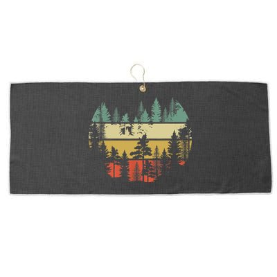 Trees Outdoors Nature Wildlife Retro Forest TShirt Large Microfiber Waffle Golf Towel