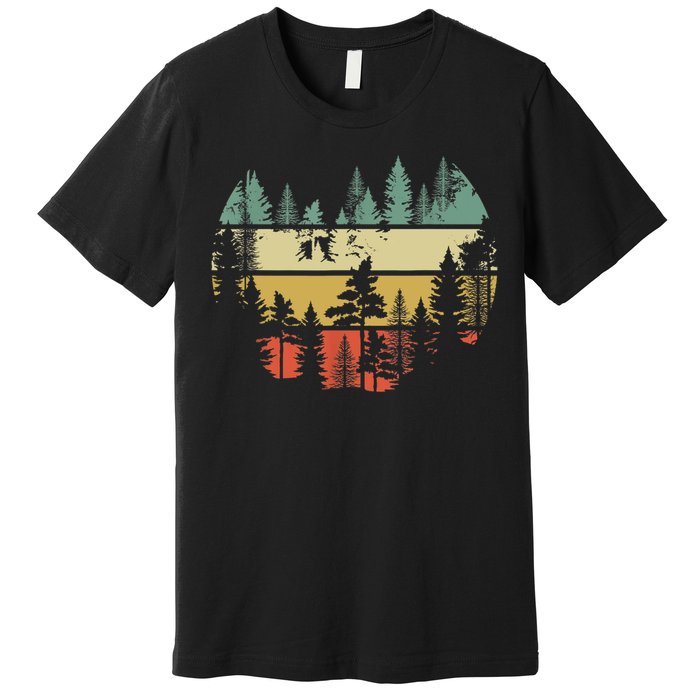 Trees Outdoors Nature Wildlife Retro Forest TShirt Premium T-Shirt