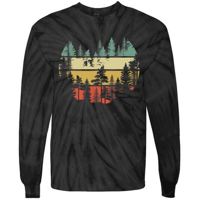 Trees Outdoors Nature Wildlife Retro Forest TShirt Tie-Dye Long Sleeve Shirt