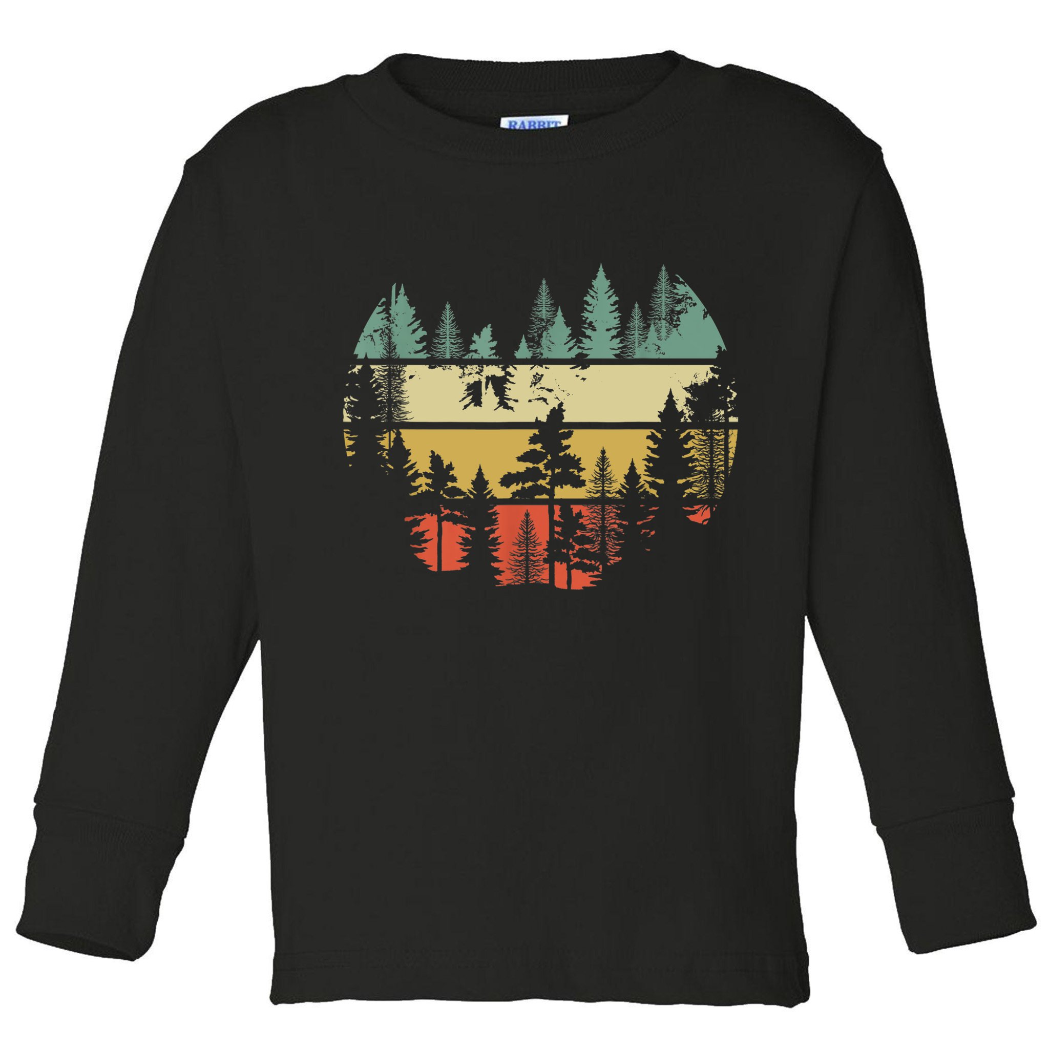 Trees Outdoors Nature Wildlife Retro Forest TShirt Toddler Long Sleeve Shirt