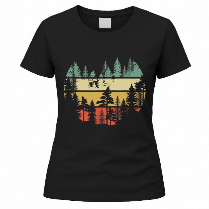 Trees Outdoors Nature Wildlife Retro Forest TShirt Women's T-Shirt