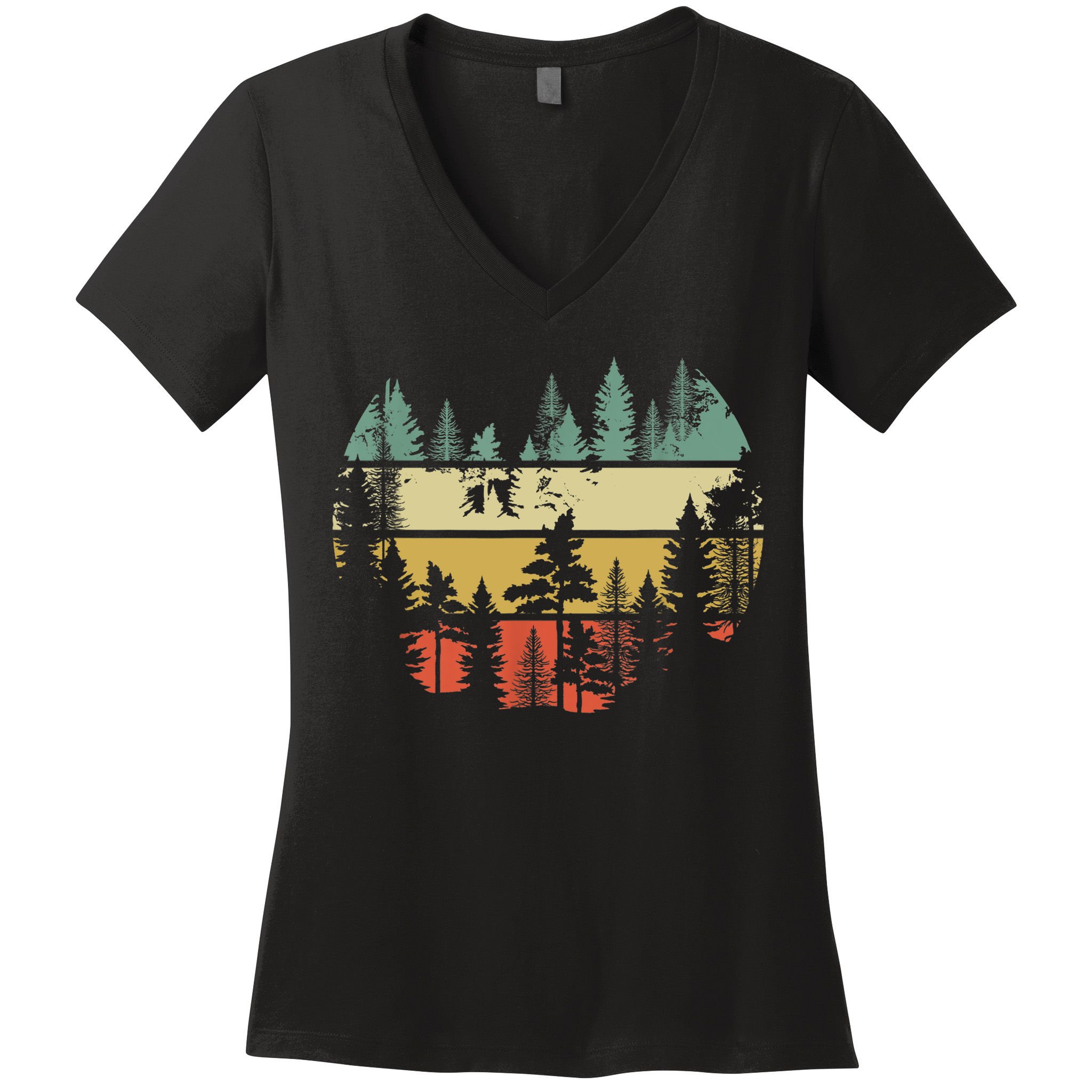 Trees Outdoors Nature Wildlife Retro Forest TShirt Women's V-Neck T-Shirt