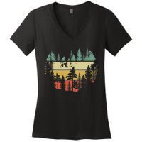 Trees Outdoors Nature Wildlife Retro Forest TShirt Women's V-Neck T-Shirt