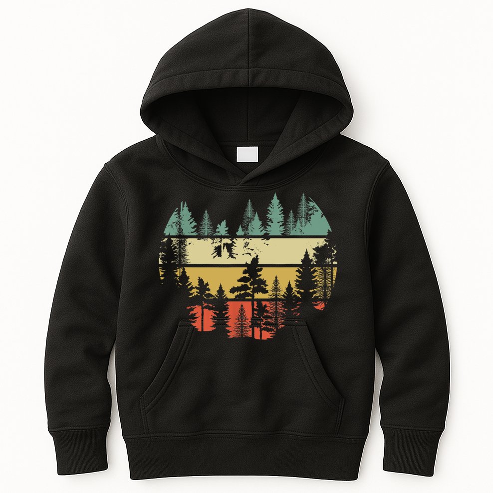 Trees Outdoors Nature Wildlife Retro Forest TShirt Kids Hoodie