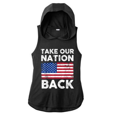 Take Our Nation Back Trump 2024 Election Pro Trump US Flag Ladies PosiCharge Tri-Blend Wicking Draft Hoodie Tank