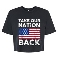 Take Our Nation Back Trump 2024 Election Pro Trump US Flag Bella+Canvas Jersey Crop Tee