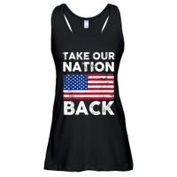 Take Our Nation Back Trump 2024 Election Pro Trump US Flag Ladies Essential Flowy Tank