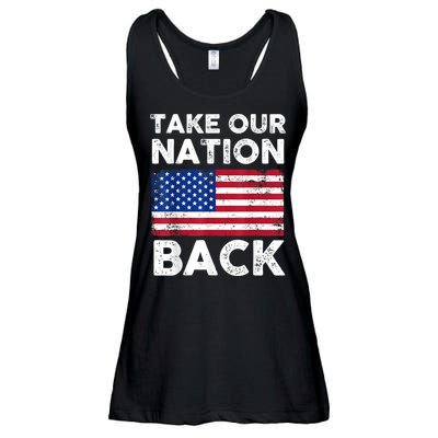 Take Our Nation Back Trump 2024 Election Pro Trump US Flag Ladies Essential Flowy Tank