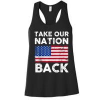 Take Our Nation Back Trump 2024 Election Pro Trump US Flag Women's Racerback Tank