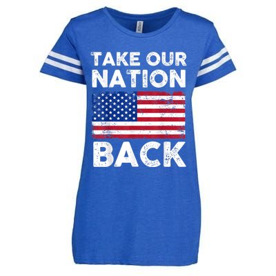 Take Our Nation Back Trump 2024 Election Pro Trump US Flag Enza Ladies Jersey Football T-Shirt