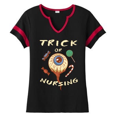 Trick Or Nursing Halloween Er Nurse Scary Emergency Nurse Gift Ladies Halftime Notch Neck Tee