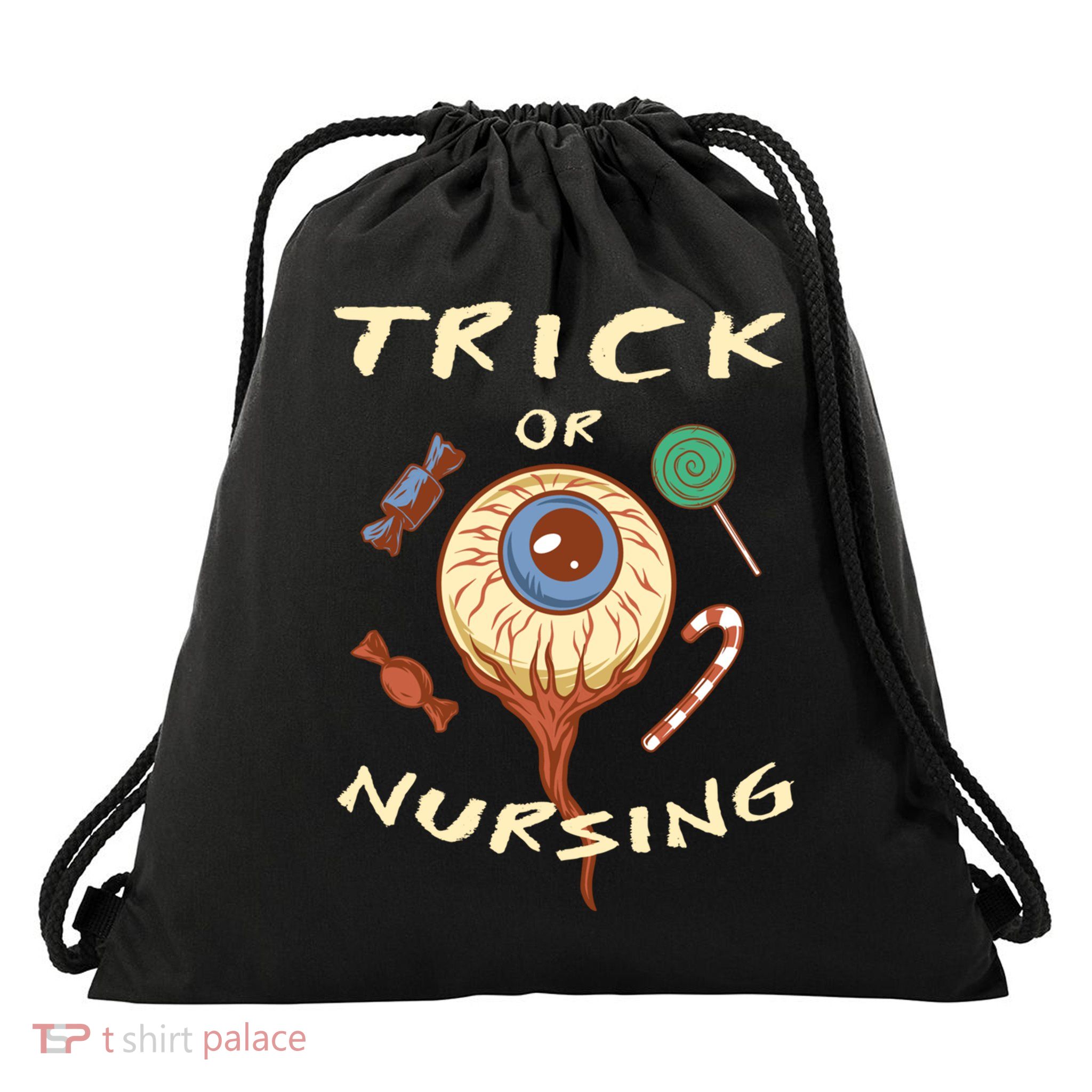 Trick Or Nursing Halloween Er Nurse Scary Emergency Nurse Gift Drawstring Bag