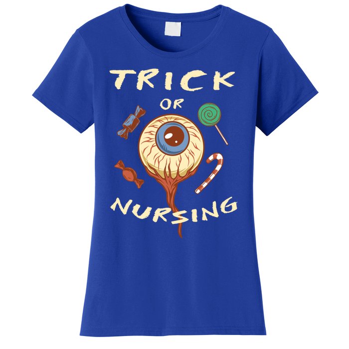 Trick Or Nursing Halloween Er Nurse Scary Emergency Nurse Gift Women's T-Shirt