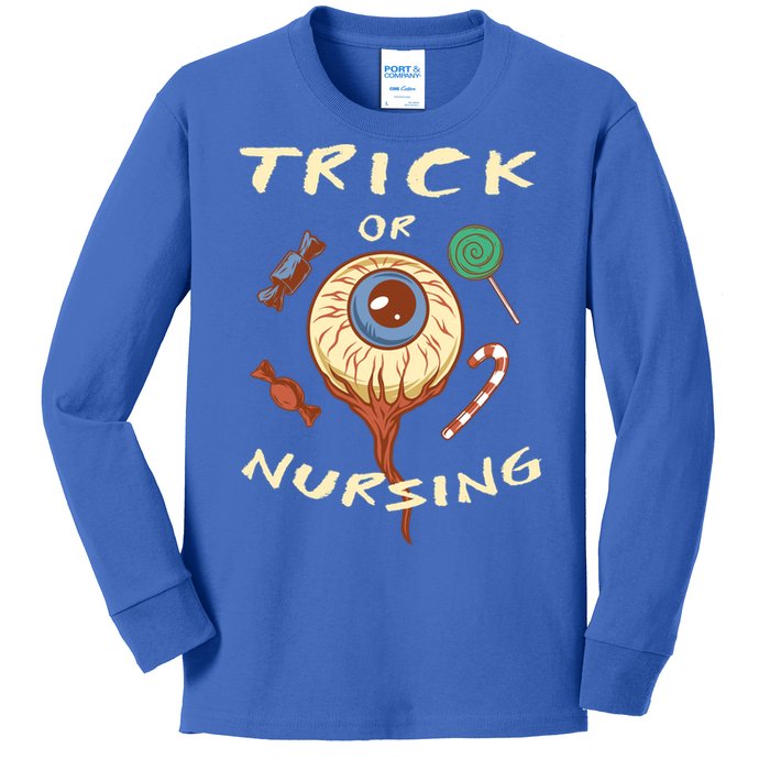 Trick Or Nursing Halloween Er Nurse Scary Emergency Nurse Gift Kids Long Sleeve Shirt