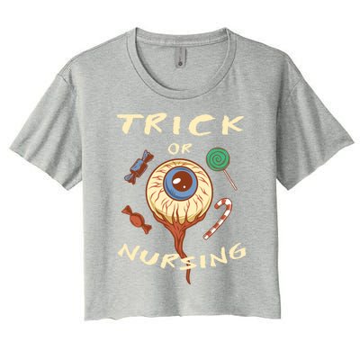 Trick Or Nursing Halloween Er Nurse Scary Emergency Nurse Gift Women's Crop Top Tee