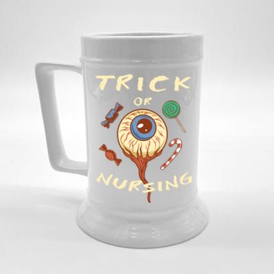 Trick Or Nursing Halloween Er Nurse Scary Emergency Nurse Gift Beer Stein