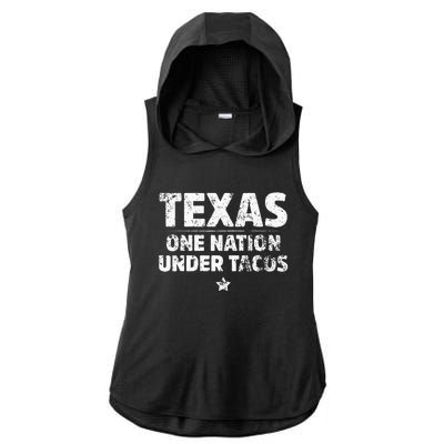 Texas One Nation Under Tacos Mexican Food Ladies PosiCharge Tri-Blend Wicking Draft Hoodie Tank