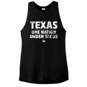 Texas One Nation Under Tacos Mexican Food Ladies PosiCharge Tri-Blend Wicking Tank