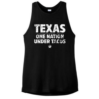 Texas One Nation Under Tacos Mexican Food Ladies PosiCharge Tri-Blend Wicking Tank