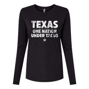 Texas One Nation Under Tacos Mexican Food Womens Cotton Relaxed Long Sleeve T-Shirt