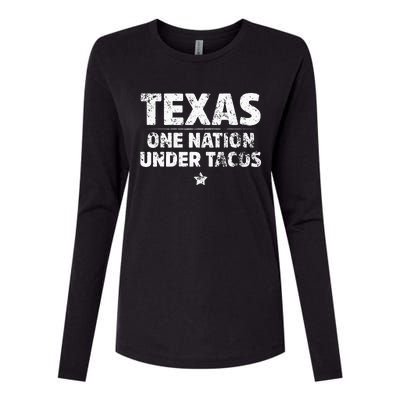 Texas One Nation Under Tacos Mexican Food Womens Cotton Relaxed Long Sleeve T-Shirt