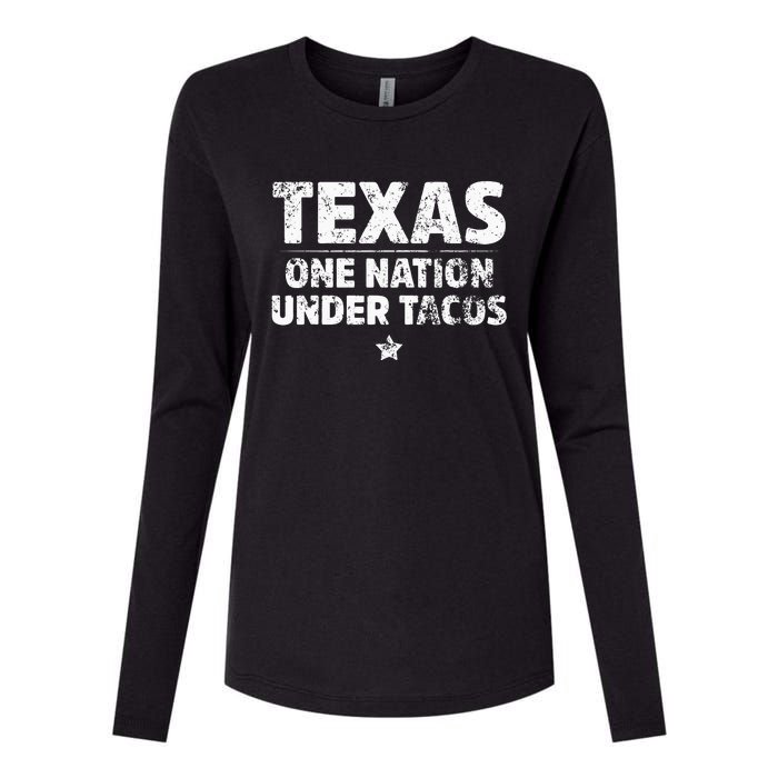 Texas One Nation Under Tacos Mexican Food Womens Cotton Relaxed Long Sleeve T-Shirt