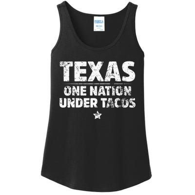 Texas One Nation Under Tacos Mexican Food Ladies Essential Tank