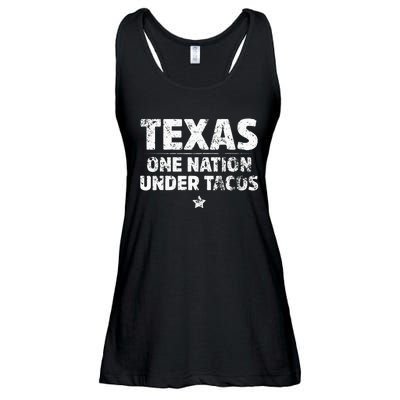 Texas One Nation Under Tacos Mexican Food Ladies Essential Flowy Tank