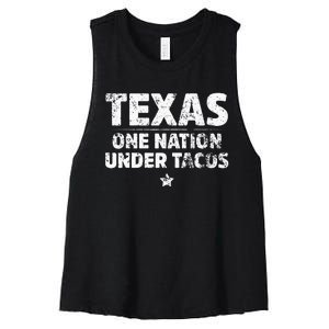 Texas One Nation Under Tacos Mexican Food Women's Racerback Cropped Tank