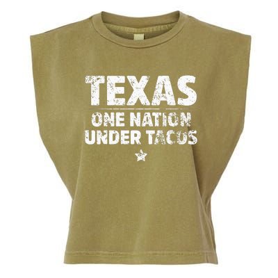 Texas One Nation Under Tacos Mexican Food Garment-Dyed Women's Muscle Tee