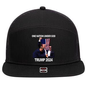 Trump One Nation Under God.Trump 2024.Fight 2024 7 Panel Mesh Trucker Snapback Hat