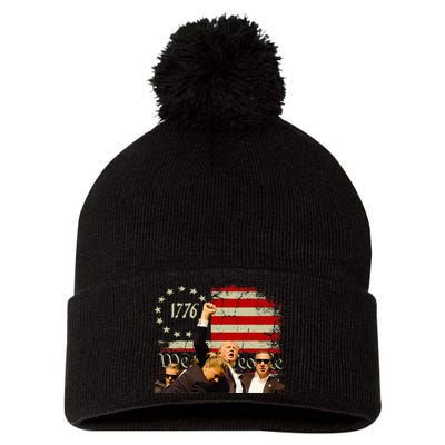 Trump One Nation Under God.Trump 2024.Fight 2024 Pom Pom 12in Knit Beanie