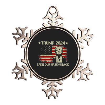 Take Our Nation Back Trump 2024 Election Pro Trump US Flag Metallic Star Ornament