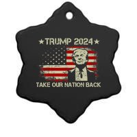 Take Our Nation Back Trump 2024 Election Pro Trump US Flag Ceramic Star Ornament