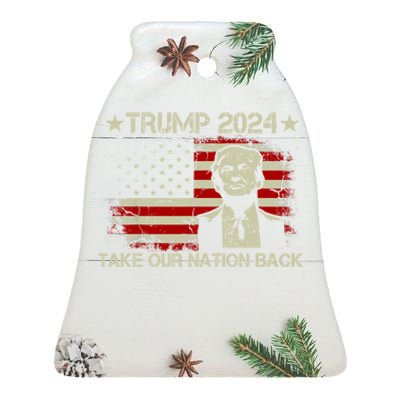 Take Our Nation Back Trump 2024 Election Pro Trump US Flag Ceramic Bell Ornament