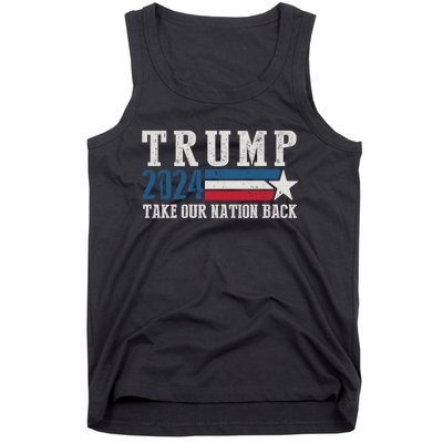 Take Our Nation Back Trump 2024 Election Pro Trump US Flag Tank Top