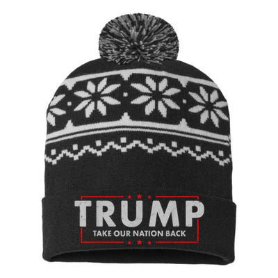 Take Our Nation Back Trump 2024 Election Pro Trump US Flag USA-Made Snowflake Beanie