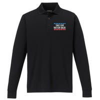 Take Our Nation Back Trump 2024 Election Pro Trump US Flag Performance Long Sleeve Polo