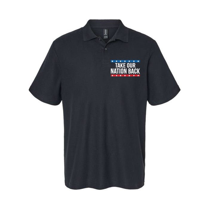 Take Our Nation Back Trump 2024 Election Pro Trump US Flag Softstyle Adult Sport Polo