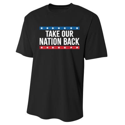 Take Our Nation Back Trump 2024 Election Pro Trump US Flag Performance Sprint T-Shirt