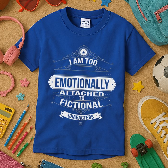 Too Emotionally Attached To Fictional Characters Kids T-Shirt