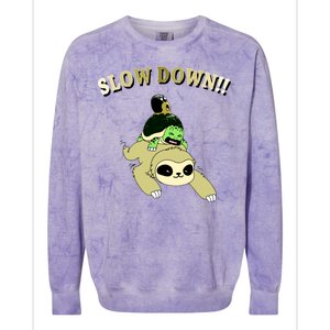 Too Fast Turtle Riding Sloth Colorblast Crewneck Sweatshirt