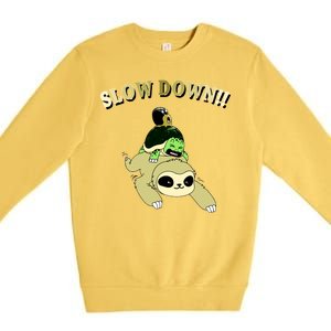 Too Fast Turtle Riding Sloth Premium Crewneck Sweatshirt