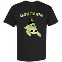 Too Fast Turtle Riding Sloth Garment-Dyed Heavyweight T-Shirt